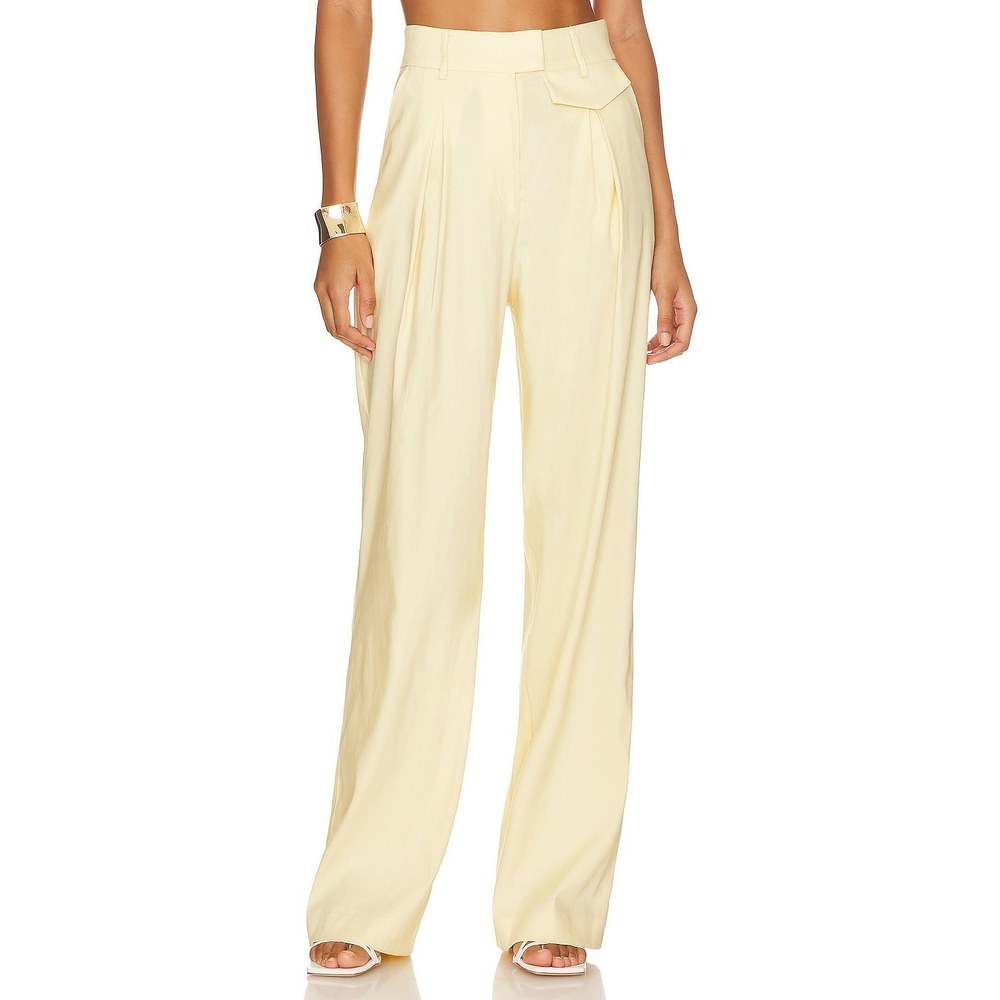 LPA Carlotta Pant in Banana Creme beige off white trousers work pants wide